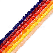 Opaque Solid Color Glass Beads Strands, Faceted Triangle, Mixed Color, 3x2x2mm, Hole: 0.8mm, about 150~152pcs/strand, 10.43 inch~11.42 inch(26.5~29cm)(GLAA-N052-01-A)