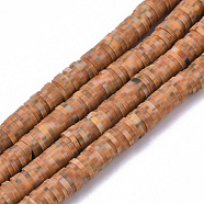 Handmade Polymer Clay Bead Strands, Heishi Beads, for DIY Jewelry Crafts Supplies, Disc/Flat Round, Sandy Brown, 6x0.5~1mm, Hole: 2mm, about 320~450pcs/strand, 15.35 inch~16.92 inch(39~43cm)(X-CLAY-S094-6mm-B04)