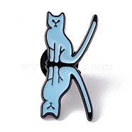 Cat Initial Letter Enamel Pin, Electrophoresis Black Alloy Cartoon Brooch for Backpack Clothes, Letter.K, 30x14.5x2mm, Pin: 1.2mm(JEWB-A005-27-K)