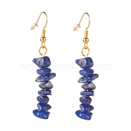 Natural Lapis Lazuli Chip Beaded Dangle Earrings, Gemstone Drop Earrings for Women, Brass Jewelry, Golden, 50~54x7~11.5x5~8mm, Pin: 0.7mm(EJEW-JE04788-09)