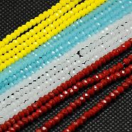 Imitation Jade Glass Beads Strands, Faceted, Rondelle, Mixed Color, 3x2mm, Hole: 0.5mm, about 135~145pcs/strand, 13.7 inch(GLAA-F003-A)