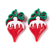 Christmas Decorations Theme Opaque Resin Decoden Cabochons, Strawberry, 30x17x6mm(RESI-Z026-01I)