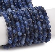 Natural Sodalite Beads Strands, Faceted, Grade A, Round, 4~4.5mm, Hole: 0.7mm, about 92~95pcs/strand, 15.24~15.51''(38.7~39.4cm)(G-B088-C25-04)