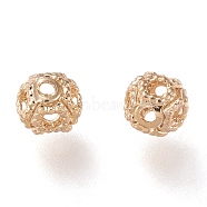 Hollow Brass Spacer Beads, Long-Lasting Plated, Round, Real 18K Gold Plated, 4x3.5mm, Hole: 0.6mm(KK-H101-02LG)
