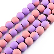 Spray Painted Non-magnetic Synthetic Hematite Beads Strands, Round, Violet, 8x7.5mm, Hole: 1mm, about 53~40pcs/strand, 15.55 inch~15.75 inch(39.5~40cm)(G-N337-01A)