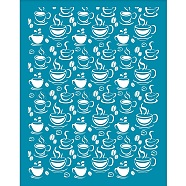 Silk Screen Printing Stencil, for Painting on Wood, DIY Decoration T-Shirt Fabric, Coffee Pattern, 100x127mm(DIY-WH0341-162)