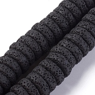Natural Lava Rock Beads Strands, Dyed, Flat Round/Disc, Black, 15~16x5~6mm, Hole: 2mm, about 34 pcs/Strand, 7.80''(19.8 cm)(G-F671-02B-13)