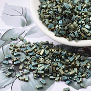 MIYUKI Half TILA Beads, Japanese Seed Beads, 2 Hole, (HTL2008) Matte Metallic Patina Iris, 5x2.3x1.9mm, Hole: 0.8mm, about 250pcs/10g(X-SEED-J020-HTL2008)