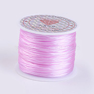 Flat Elastic Crystal String, Elastic Beading Thread, for Stretch Bracelet Making, Pearl Pink, 0.5mm, about 49.21 yards(45m)/roll(EW-P002-0.5mm-A02)