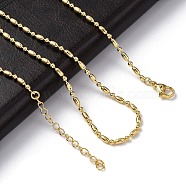 Rack Plating Brass Oval Link Chain Necklace, Long-Lasting Plated, Lead Free & Cadmium Free, Real 18K Gold Plated, 18.15 inch(46.1cm)(NJEW-A035-06G-02)