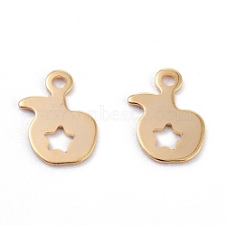 201 Stainless Steel Charms, Laser Cut, Apple with Hollow Star, Real 18k Gold Plated, 11.5x7.5x0.6mm, Hole: 1.4mm(STAS-C017-20G)