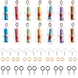 DIY Valentine's Day Themed Earring Making Kits, include Plastic Wishing Bottles Pendants, Brass Earring Hooks, Mixed Color, Pendants: 29x10.5mm, hole: 1.5mm, 28pcs/box(DIY-CA0001-39)