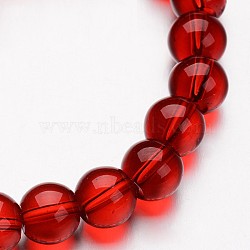 Glass Round Bead Strands, Red, 6mm, Hole: 1mm, about 50pcs/strand, 11 inch(X-GLAA-I028-6mm-06)