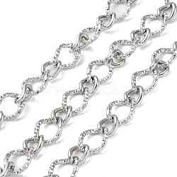 304 Stainless Steel Textured Twist Oval Link Chains, Unwelded, with Spool, Stainless Steel Color, 13.5x10x1.7mm, 9.5x7x1.7mm(CHS-G027-05P)