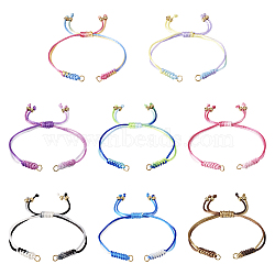 8Pcs 8 Colors Gradient Color Adjustable Braided Segment Dyed Nylon Bracelets, with Brass Beads, for Link Bracelet Making, Mixed Color, 8-1/2~9-5/8 inch(21.5~24.3cm), Hole: 3.5mm, 1pc/color(AJEW-TA0001-31)