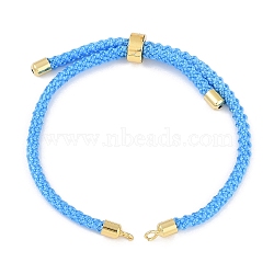 Adjustable Nylon Cotton Cord Making, with Rack Plating Brass Findings, Golden, Dodger Blue, 4-3/4~8-7/8 inch(12~22.5cm), 3mm, Hole: 2mm(OCOR-S002-01I)