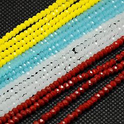 Imitation Jade Glass Beads Strands, Faceted, Rondelle, Mixed Color, 3x2mm, Hole: 0.5mm, about 135~145pcs/strand, 13.7 inch(GLAA-F003-A)