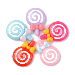 Resin Decoden Cabochons, Opaque, Imitation Food, Lollipop, Mixed Color, 26.5x18x6mm(RESI-R429-07)