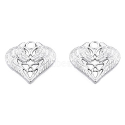 201 Stainless Steel Pendants, Heart with Wolf & Trinity Knot, Stainless Steel Color, 19x20.5x2.5mm, Hole: 2.5mm(STAS-N098-241P)