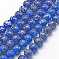 Natural Lapis Lazuli Beads Strands, Round, 8mm, Hole: 1mm, about 49pcs/strand, 15.7 inch(40cm)(G-P335-09-8mm)