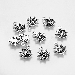 Halloween Jewelry Tibetan Style Alloy Pendants, Cadmium Free & Nickel Free & Lead Free, Spider, Antique Silver, 17x14x2mm, Hole: 2mm(X-TIBEP-60606-AS-FF)