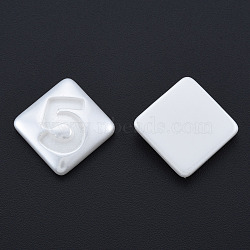 ABS Plastic Imitation Pearl Cabochons, Rhombus with Number 5, Creamy White, 22x22x5mm(KY-N015-26)