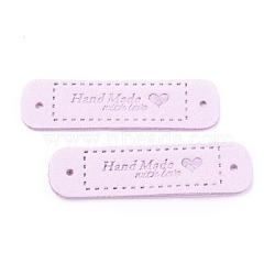 PU Leather Label Tags, Handmade Embossed Tag, with Holes, for DIY Jeans, Bags, Shoes, Hat Accessories, Rectangle with Word Handmade, Plum, 55x15x1.2mm, Hole: 2mm(DIY-H131-A06)