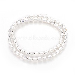 Electroplated Non-magnetic Synthetic Hematite Beads Strands, Long-Lasting Plated, Faceted Column, Silver Plated, 6x4mm, Hole: 0.5mm, about 68pcs/strand, 16.14 inch(41cm)(G-P423-10S)