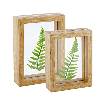 MDF Photo Frames, Glass Display Pictures, for Tabletop Display Photo Frame, Rectangle, Camel, 2pcs/set