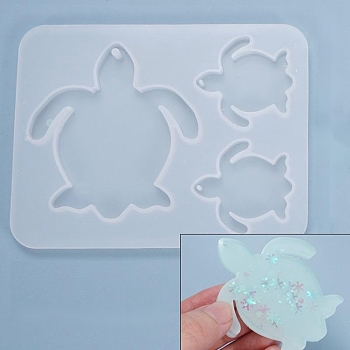 Turtle Pendant Silhouette Silicone Molds, Resin Casting Molds, For UV Resin, Epoxy Resin Jewelry Making, White, 85x110.5x5.5mm, Turtle: 66.5x64.5mm and 36.5x35.5mm