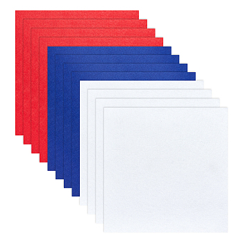 30 Sheets 3 Colors Independence Day Theme Squares Felt Fabric, for Kids DIY Crafts Sewing Accessories, Mixed Color, 30x30x0.06cm, 10 sheets/color