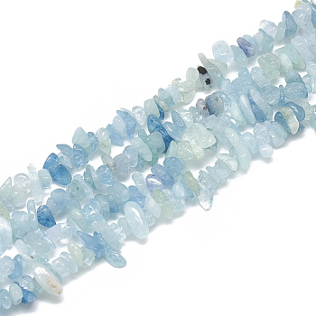 Natural Aquamarine Beads Strands, Chip, 3~11x3~5x1~4mm, Hole: 1mm, about 380~400pcs/strand, 33 inch