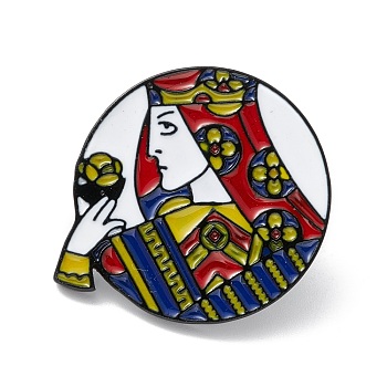 Playing Card Enamel Pin, Poker Alloy Brooch for Backpack Clothes, Platinum, Colorful, 25x27.5x9mm