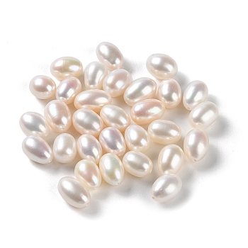 Natural Cultured Freshwater Pearl Beads, Half Drilled, Rice, Grade 5A+, WhiteSmoke, 10~12x7~8mm, Hole: 0.9mm