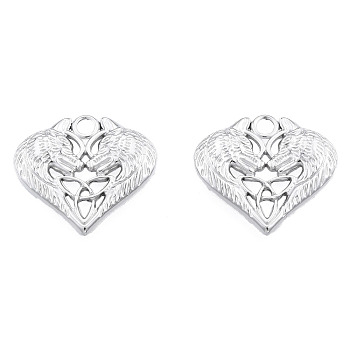201 Stainless Steel Pendants, Heart with Wolf & Trinity Knot, Stainless Steel Color, 19x20.5x2.5mm, Hole: 2.5mm