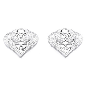 Non-Tarnish 201 Stainless Steel Pendants, Heart with Wolf & Trinity Knot, Stainless Steel Color, 19x20.5x2.5mm, Hole: 2.5mm