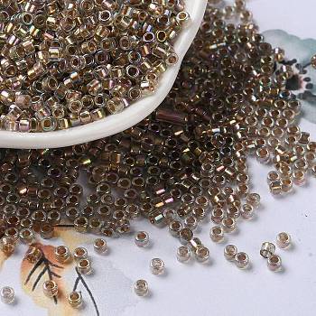 Glass Seed Beads, Opaque Colours Rainbow, Cylinder, Coffee, 2.5x2mm, Hole: 1.4mm
