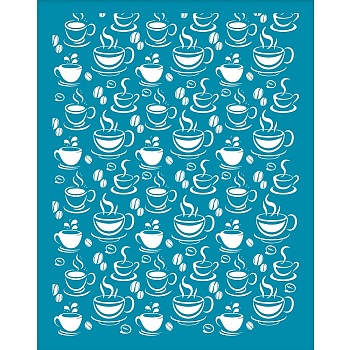 Silk Screen Printing Stencil, for Painting on Wood, DIY Decoration T-Shirt Fabric, Coffee Pattern, 100x127mm