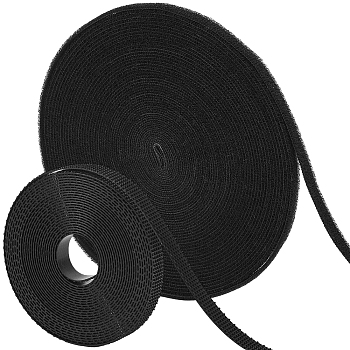 12.5 Yards Nylon Magic Tapes, Hook & Loop Tapes, Black, 6x0.5mm