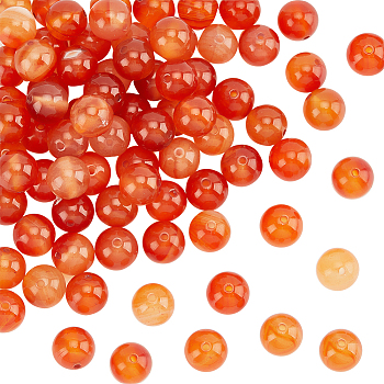 Olycraft 2 Strands Natural Carnelian Beads Strands, Round, 10mm, Hole: 1mm, about 38pcs/strand, 15 inch