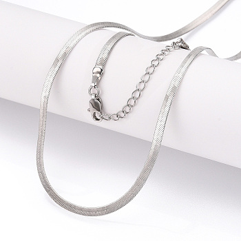 Brass Flat Snake Chain Necklaces for Women Men, Real Platinum Plated, 17.87x0.12x0.02 inch(45.4x0.3x0.05cm)