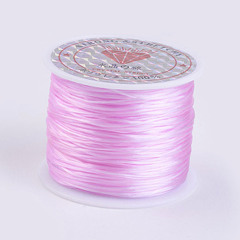 Flat Elastic Crystal String, Elastic Beading Thread, for Stretch Bracelet Making, Pearl Pink, 0.5mm, about 49.21 yards(45m)/roll