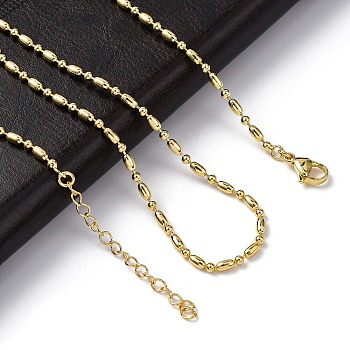 Rack Plating Brass Oval Link Chain Necklace, Long-Lasting Plated, Lead Free & Cadmium Free, Real 18K Gold Plated, 18.15 inch(46.1cm)