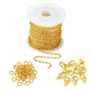 DIY Chain Bracelet Necklace Making Kit, Including Iron Cable Chains & Jump Rings, Zinc Alloy Lobster Claw Clasps, Golden, Chain: 3M/bag