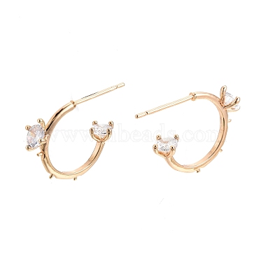 Brass with Glass Stud Earrings Findings(KK-G436-04G)-2