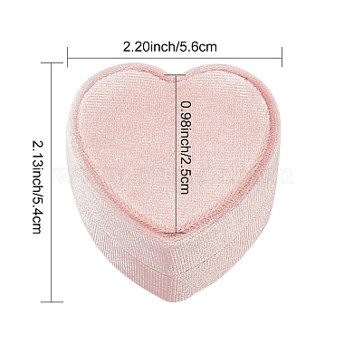 Caja para guardar anillos de pareja de cartón recubierta de terciopelo en forma de corazón(CON-WH0087-81B)-2