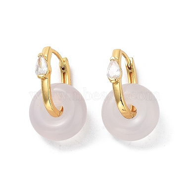 Pendientes de aro de ágata natural donut para mujer(EJEW-E303-25G-02)-2