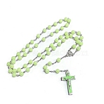 Acrylic & Alloy Pendant Necklaces, Pale Green, 31.50 inch(80cm)(NJEW-H012-72P)