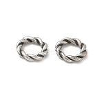 Brass European Beads, Large Hole Beads, Twist Ring, Rack Plating, Long-Lasting Plated, Lead Free & Cadmium Free, Antique Silver, 8x1.5mm, Hole: 4.5mm(KK-CBADC51-01AS)