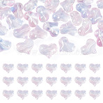 30Pcs Transparent Glass Beads, Heart, Lilac, 14x17x9mm, Hole: 1.4mm(GLAA-TADJ0001-02A)